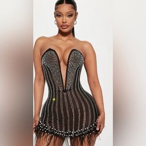 Black Rhinestone Embellished Dress